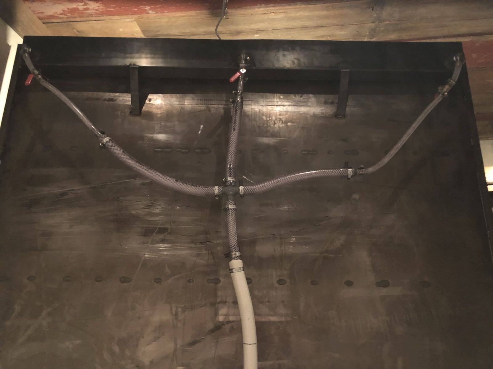 The cotton-gin frame mid-install